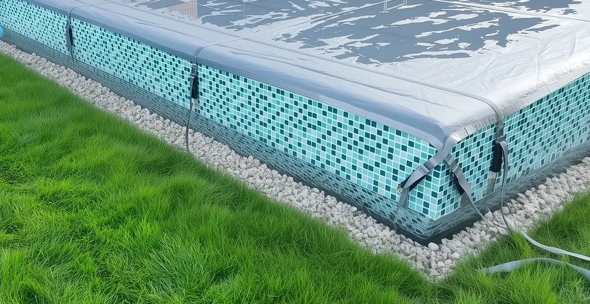 Покрывало для бассейна под снегом — защита зимой в Оренбурге